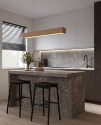 Handmade Oak Wood Led Pendant Lamp - Modern Dining Light - thumbnail 1