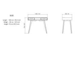 Small Solid Oak Wood Desk With Drawers, Modern Desk, Home Office Custom Gaming Shelf, Scandinavian Computer - thumbnail 2