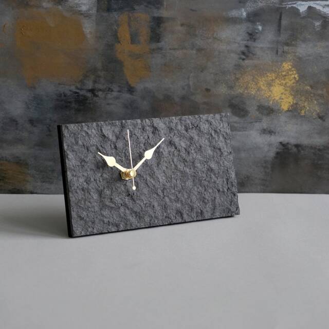 Black Minimalist Mantel Clock, Handmade Industrial Paper Desk 1st Anniversary Gift For Couple, Unique Housewarming - image 1