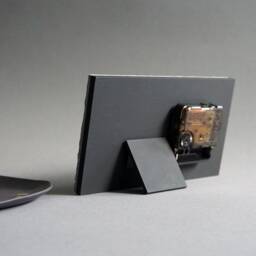 Black Minimalist Mantel Clock, Handmade Industrial Paper Desk 1st Anniversary Gift For Couple, Unique Housewarming - thumbnail 4