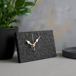 Black Minimalist Mantel Clock, Handmade Industrial Paper Desk 1st Anniversary Gift For Couple, Unique Housewarming - thumbnail 2