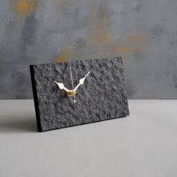Black Minimalist Mantel Clock, Handmade Industrial Paper Desk 1st Anniversary Gift For Couple, Unique Housewarming - thumbnail 3