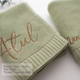 Personalized Baby Name Blanket For Girl, Embroidered Knit 100% Cotton, Shower Gift Boy, Heirloom Nursery Keepsake - 30x40 - thumbnail 3