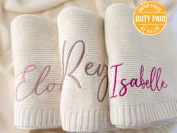 Personalized Baby Name Blanket, Embroidered Knit Blanket 100% Cotton, Shower Gift , Heirloom Nursery Keepsake - 30x40
