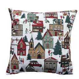 Vintage Christmas Village Cushion Cover Festive Holiday Decor - thumbnail 2