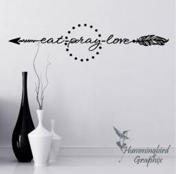 Eat Pray Love Arrow Wall Decal Kitchen Home Decor - thumbnail 1
