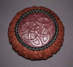 Genuine Leather - Arts & Crafts Labelled Celtic Ribbon Round Cushion - thumbnail 1