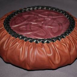 Genuine Leather - Arts & Crafts Labelled Celtic Ribbon Round Cushion - thumbnail 3