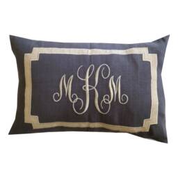 Lumbar Monogrammed Pillow Decorative Gray Throw Pillows, Monogram Couple Anniversary Gift - thumbnail 3