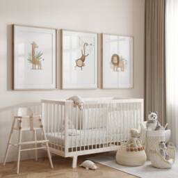 Safari Nursery Wall Prints, Decor, Boho Set Of 3 Beige Art, Neutral Art - thumbnail 3