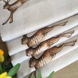 Custom Roman Blind/ Shade in Peony & Sage French Hares Fudge On Cream Linen - Please Note Full Price Is Quotation - thumbnail 2
