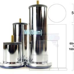 Metal Furniture Feet Chrome Finished Legs 60mm - 160mm High For Sofa, Chairs, Stools, Beds, Cabinets M8 Set Of 4 - thumbnail 2