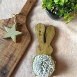 Easter Decoration, Wooden Rabbit, Pom Pom Bunny, Personalised Gift, Nursery, Home Decor - thumbnail 3