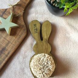 Easter Decoration, Wooden Rabbit, Pom Pom Bunny, Personalised Gift, Nursery, Home Decor - thumbnail 2