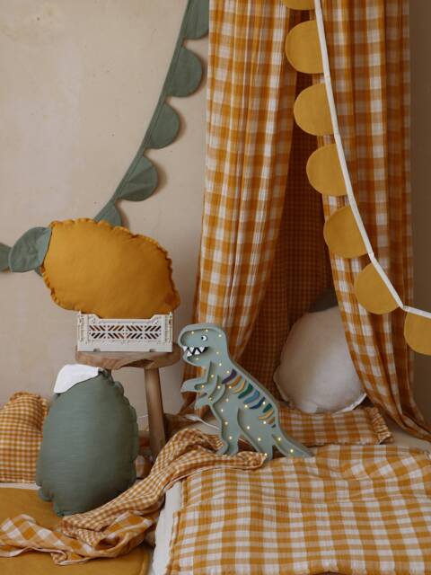 Green Linen Garland Crescent Moon Baby Nursery Decor - 240cm - image 1