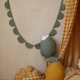 Green Linen Garland Crescent Moon Baby Nursery Decor - 240cm - thumbnail 3