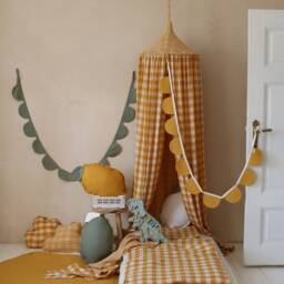 Green Linen Garland Crescent Moon Baby Nursery Decor - 240cm - thumbnail 2