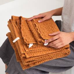 Bath Towel Set 4, 6, Natural Waffle Washcloth, Bathrom Wash Cloth, High Absorbent Salon Spa Towel, Wafflepique, Waschlappen - thumbnail 2