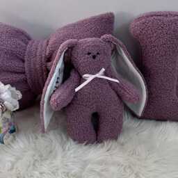 Personalized Bunny & Alphabet Pillow Set Dusty Rose Nursery Decor - thumbnail 4