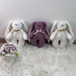 Personalized Bunny & Alphabet Pillow Set Dusty Rose Nursery Decor - thumbnail 3