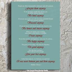 Inspirational Words To Live By Mother Teresa Do It Anyway Print Theresa Quote Wall Decor Christian Art Catholic Home - thumbnail 2