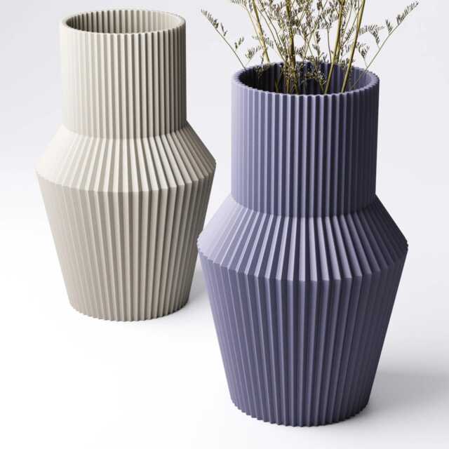 Pleated Urn Vase - Ribbed Dried Flower Modern Home Decor Mantlepiece Display - image 1