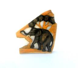 "Wood Carving Elephant With Tree Wooden Hand Carved Natural Rustic Driftwood Art Home Decor Wall Hanging/Gift 12""x11" - thumbnail 1