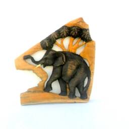 "Wood Carving Elephant With Tree Wooden Hand Carved Natural Rustic Driftwood Art Home Decor Wall Hanging/Gift 12""x11" - thumbnail 3