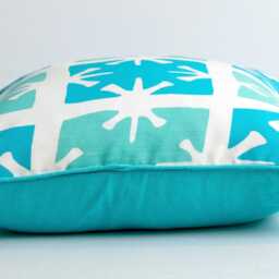 Aqua Ikat Pillow Cover Quadrille Georgia Linen, Turquoise Piping - 22x22 - thumbnail 3