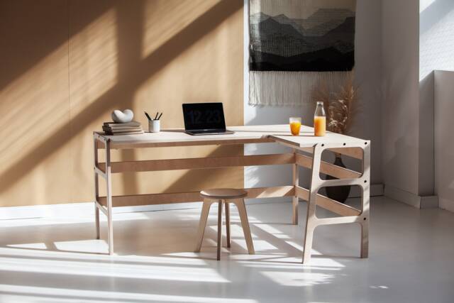 Handmade Corner Desk, L Shaped Walnut Computer Mid Century Modern Writing Desk - image 1