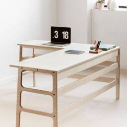 Handmade Corner Desk, L Shaped Walnut Computer Mid Century Modern Writing Desk - thumbnail 3
