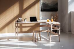 Handmade Corner Desk, L Shaped Walnut Computer Mid Century Modern Writing Desk - thumbnail 1