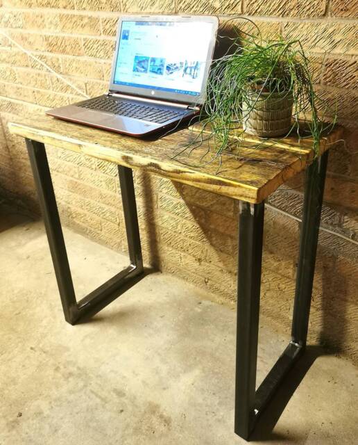 Industrial Desk - Raw Steel & Pine Office Handmade UK Home Rustic Metal Workspace Table - image 1