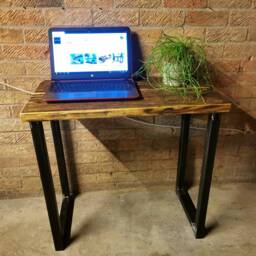 Industrial Desk - Raw Steel & Pine Office Handmade UK Home Rustic Metal Workspace Table - thumbnail 3