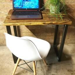 Industrial Desk - Raw Steel & Pine Office Handmade UK Home Rustic Metal Workspace Table - thumbnail 2