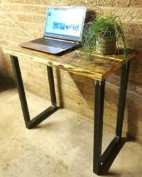 Industrial Pine & Raw Steel Desk - Handmade UK Workspace Table