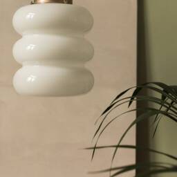 Art Deco Pendant Light With White Glass & Brass Or Nickel - Silver Top, Milk Hanging Lamp, Opaline Lighting Fixture - thumbnail 3