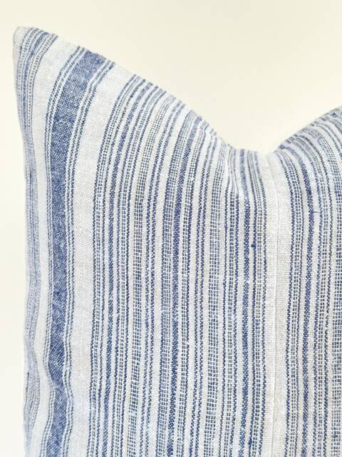 Indigo Neutral Tribal Hemp Hand Woven Natural Dye Color Lumbar Pillow Cover - image 1