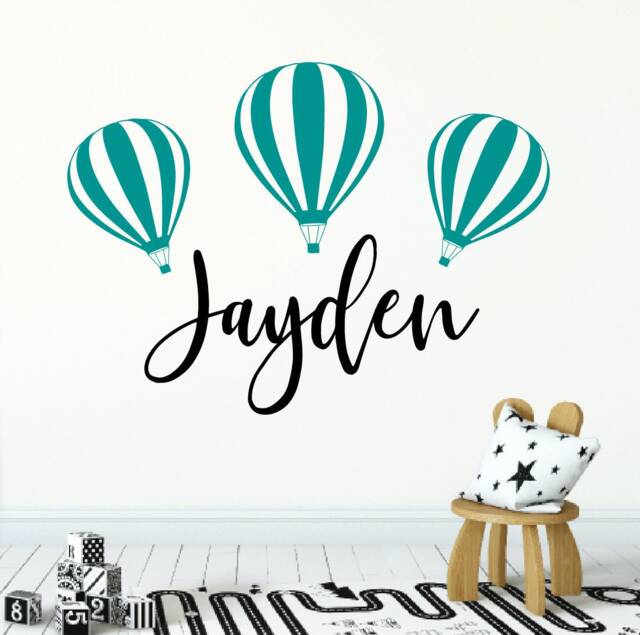 Hot Air Balloon Decorations, Vinyl Name Decal, Kids Room Decor, Wall Letters Nursery Sticker Decal - image 1