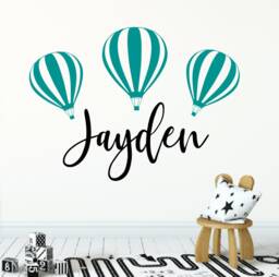 Hot Air Balloon Decorations, Vinyl Name Decal, Kids Room Decor, Wall Letters Nursery Sticker Decal - thumbnail 1