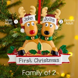 Personalised Family Christmas Xmas Tree Decoration Ornament - Reindeer New - thumbnail 2