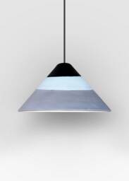 Handmade Ceramic Pendant Light Gray, Black & White Cone Lampshade - thumbnail 1