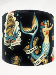 Mermaid Tattoo Lampshade Black Nautical Decor