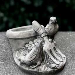 Fantasy Planter With Statue Concrete Flower Pot Bird Sculpture Outdoor Plant Figurine Garden & Home Ornament Lover Gift - thumbnail 3