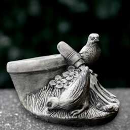 Fantasy Planter With Statue Concrete Flower Pot Bird Sculpture Outdoor Plant Figurine Garden & Home Ornament Lover Gift - thumbnail 1