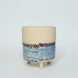 Handmade Footed People Planter With Flower Blue Jumper Design - thumbnail 2