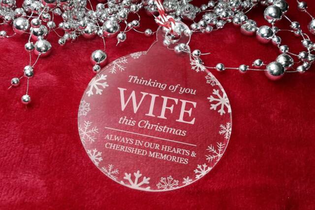 Thinking Of You Wife Christmas Ornament Laser Engraved Acrylic Bauble