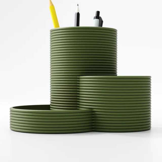 Tiered Desk Organiser - Round Pen & Paperclip Holder - image 1