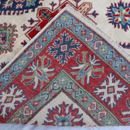 4'9x7'4 Ft Kazak Afghan Hand Knotted Area Rug - New Luxury Rug Medallion Turkish Geometric For Livingroom - thumbnail 4