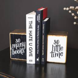Wood Bookends With So Many Books So Little Time, Image Transfer - Made To Order - thumbnail 2